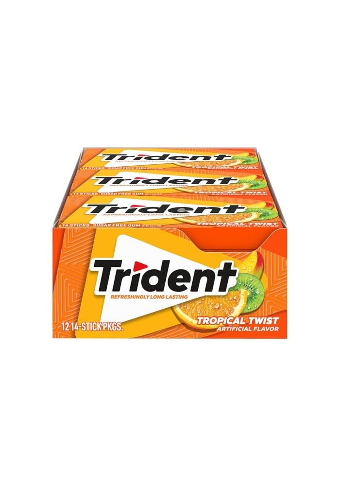 Trident علكة تريندنت بنكهة استوائية خالية من السكر - 12 عبوة - Image 1