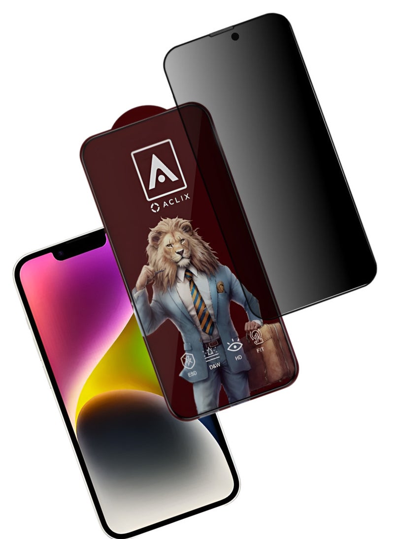 ACLIX Antistatic ESD Dust Proof Premium Quality High Definition Anti-Spy Privacy Tempered Glass Screen Protector Designed For  iPhone 14 - Image 1