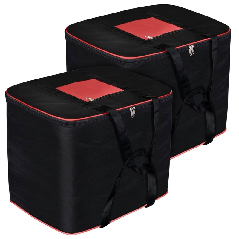 Storite 2 Pack MultiPurpose Moisture Proof Nylon 131 L SuperSize Large underbed storage bag for ToysStationery PaperBlanketsClothes RectangularRedBlack 57 x 48 x 48 cm - Image 1