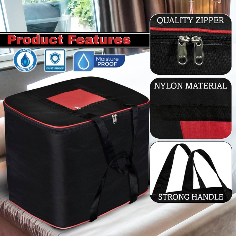 Storite 2 Pack MultiPurpose Moisture Proof Nylon 131 L SuperSize Large underbed storage bag for ToysStationery PaperBlanketsClothes RectangularRedBlack 57 x 48 x 48 cm - Image 3