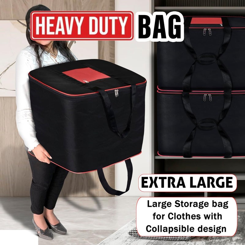 Storite 2 Pack MultiPurpose Moisture Proof Nylon 131 L SuperSize Large underbed storage bag for ToysStationery PaperBlanketsClothes RectangularRedBlack 57 x 48 x 48 cm - Image 5