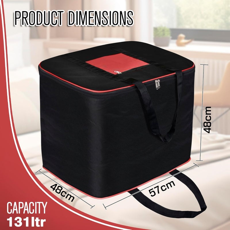Storite 2 Pack MultiPurpose Moisture Proof Nylon 131 L SuperSize Large underbed storage bag for ToysStationery PaperBlanketsClothes RectangularRedBlack 57 x 48 x 48 cm - Image 2