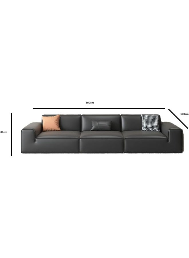 Zayn comforts Faux Leather Modern Black Sofa With Square Arm And Tear Resistant 330.2 X 99.06 X 81.29 Cm Black - Image 2