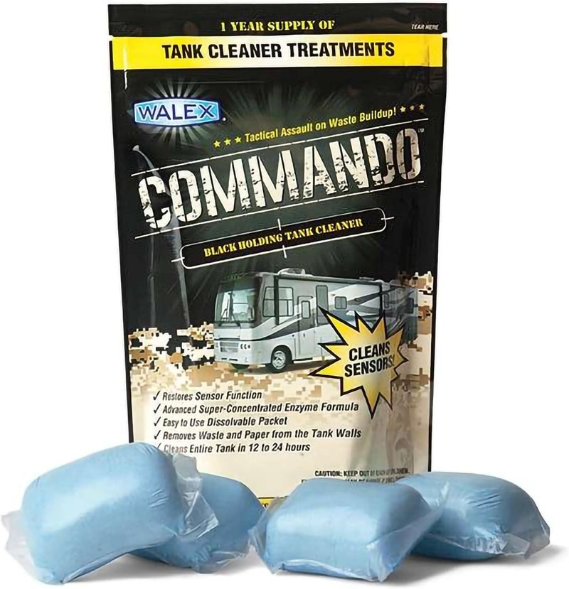 Walex Commando RV Black Holding Tank and Sensor Cleaner Drop Ins, Ocean Mist Scent, 4 Pack 1 Year Supply - Image 1