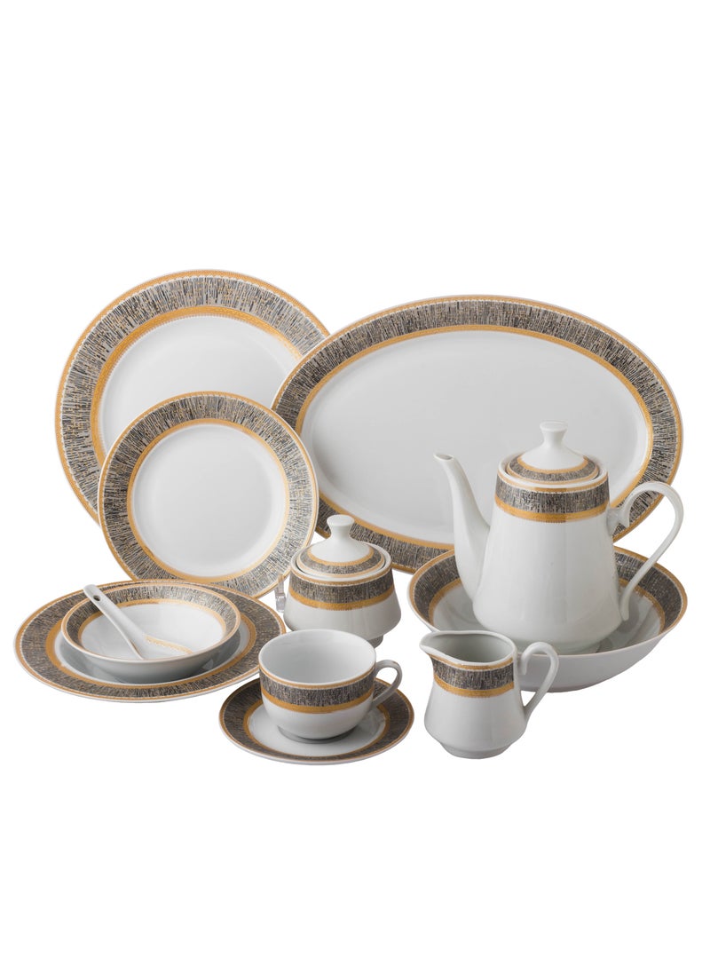 Dania Dining set for 6 people, made of bright white porcelain with golden decor, number of pieces: 49pieces  - Image 2