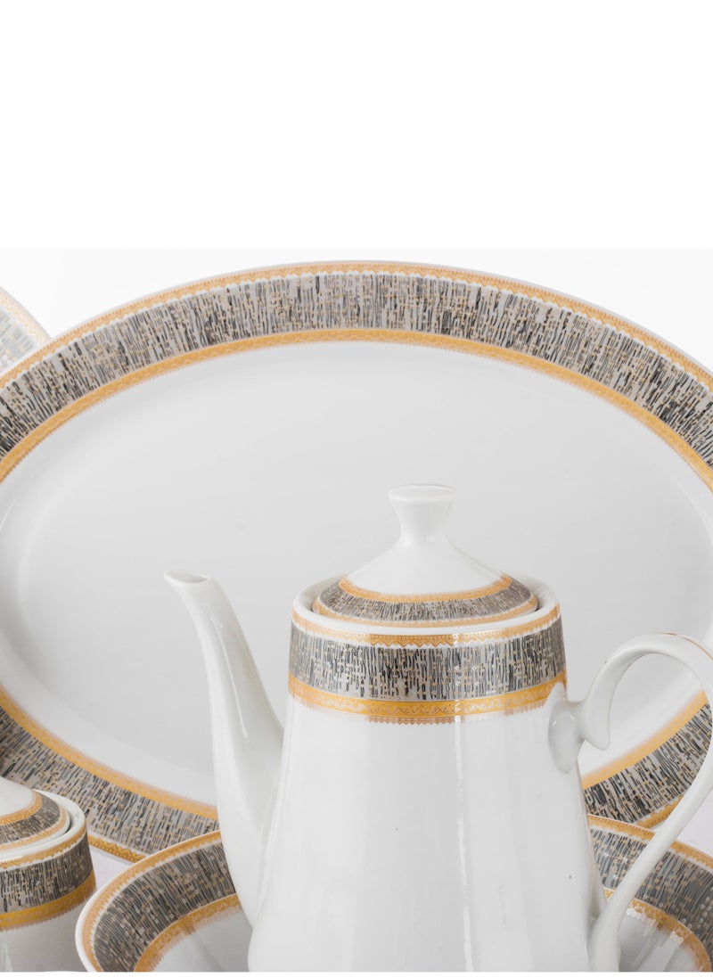 Dania Dining set for 6 people, made of bright white porcelain with golden decor, number of pieces: 49pieces  - Image 5