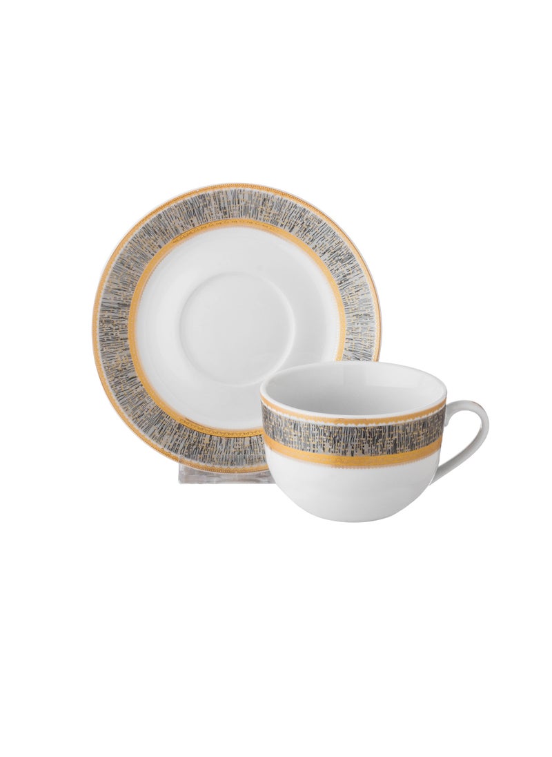 Dania Dining set for 6 people, made of bright white porcelain with golden decor, number of pieces: 49pieces  - Image 4