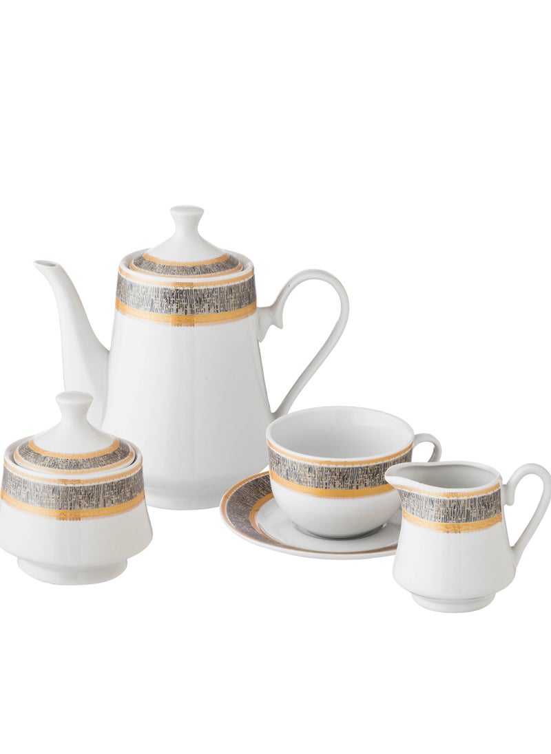 Dania Dining set for 6 people, made of bright white porcelain with golden decor, number of pieces: 49pieces  - Image 3