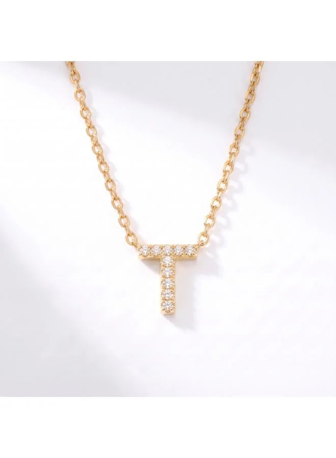 روفو Letter T  Initial Pendant Necklace 18k Gold Plated