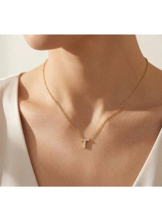 روفو Letter T  Initial Pendant Necklace 18k Gold Plated