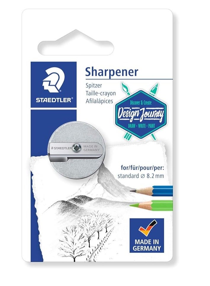 شتدلر مبراة معدنية ذات فتحتين باللون الفضي، عبوة من قطعة واحدة - Image 1