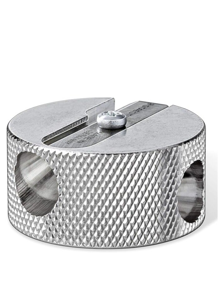 شتدلر مبراة معدنية ذات فتحتين باللون الفضي، عبوة من قطعة واحدة - Image 2