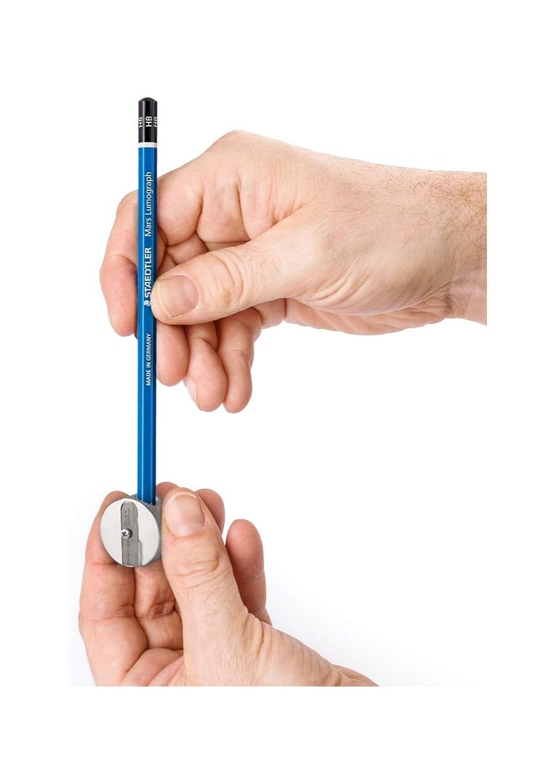 شتدلر مبراة معدنية ذات فتحتين باللون الفضي، عبوة من قطعة واحدة - Image 3