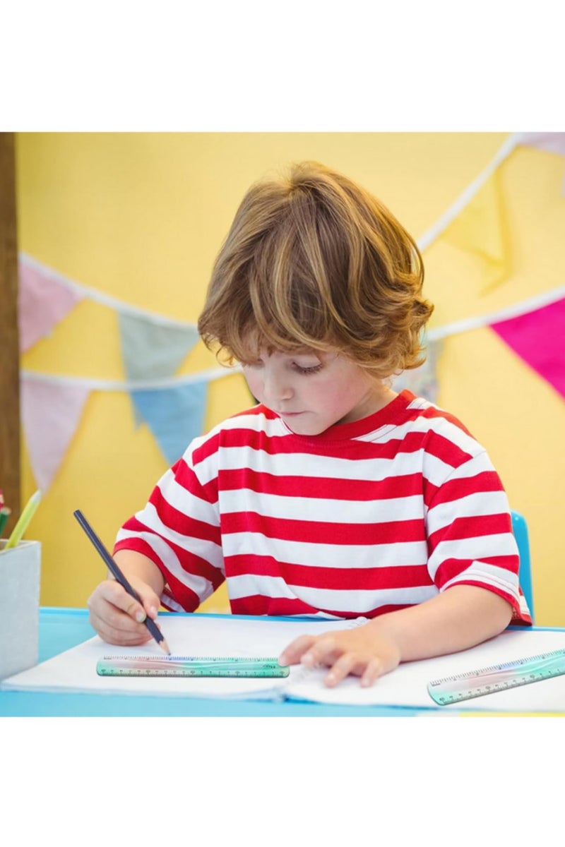 6 قطع مجموعة مساطر مرنة قابلة للثني 12 8 6 بوصة مساطر بلاستيكية مرنة مع قياسات البوصة والسنتيمتر تصميم قوس قزح ملون للمدرسة المنزل المكتب الطلاب المعلمين الفنانين - Image 3