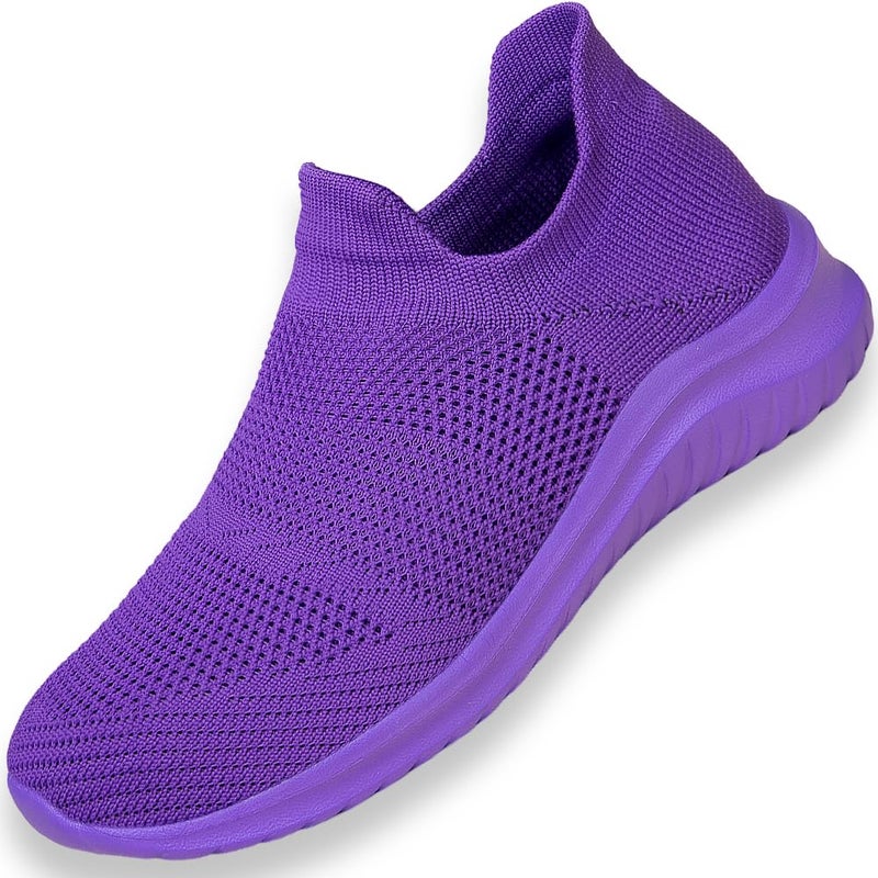 WCALULEG Women's Slip On Sneakers Women, Non Slip Work Shoes Comfortable Lightweight Breathable Casual Shoes for Walking Travel Work (Purple, Adult, Women, 8.5, Numeric, US Footwear Size System, Medium) - Image 1