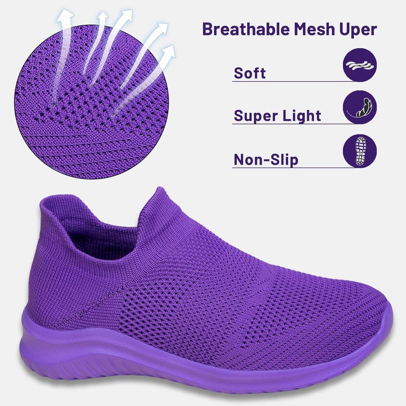 WCALULEG Women's Slip On Sneakers Women, Non Slip Work Shoes Comfortable Lightweight Breathable Casual Shoes for Walking Travel Work (Purple, Adult, Women, 8.5, Numeric, US Footwear Size System, Medium) - Image 4