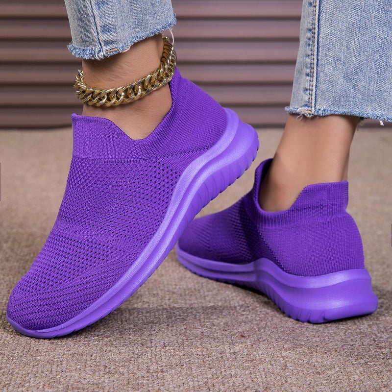 WCALULEG Women's Slip On Sneakers Women, Non Slip Work Shoes Comfortable Lightweight Breathable Casual Shoes for Walking Travel Work (Purple, Adult, Women, 8.5, Numeric, US Footwear Size System, Medium) - Image 3