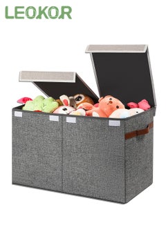 LEOKOR Toys Organizer Toy Chest with Lids, Foldable Toy Storage Organizer with Handles, Playroom Organizers for Nursery Room Playroom, Living Room, Large Toy Box for Boys and Girls, 25"x13" x16"  - Image 1