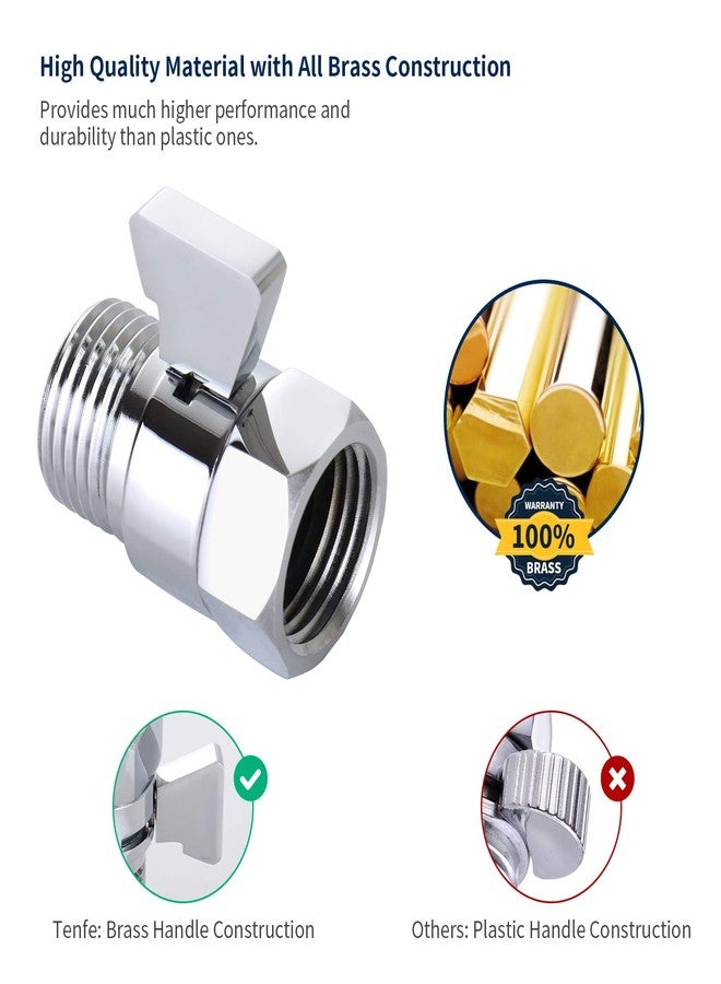 Tenfe Water Flow Control Shut Off Valve, Brass Adjustable Water Pressure Regulator for Hand Held Shower Head & Bidet Sprayer, Polished Chrome Water Saver G1/2 Standard Connection - Image 5