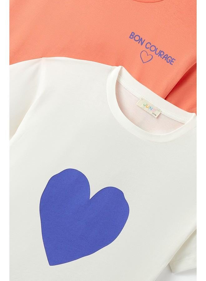 جون تيشيرتات بطبعة "فتاة يونيو" - عبوة من قطعتين - سلمون وأبيض - Image 4