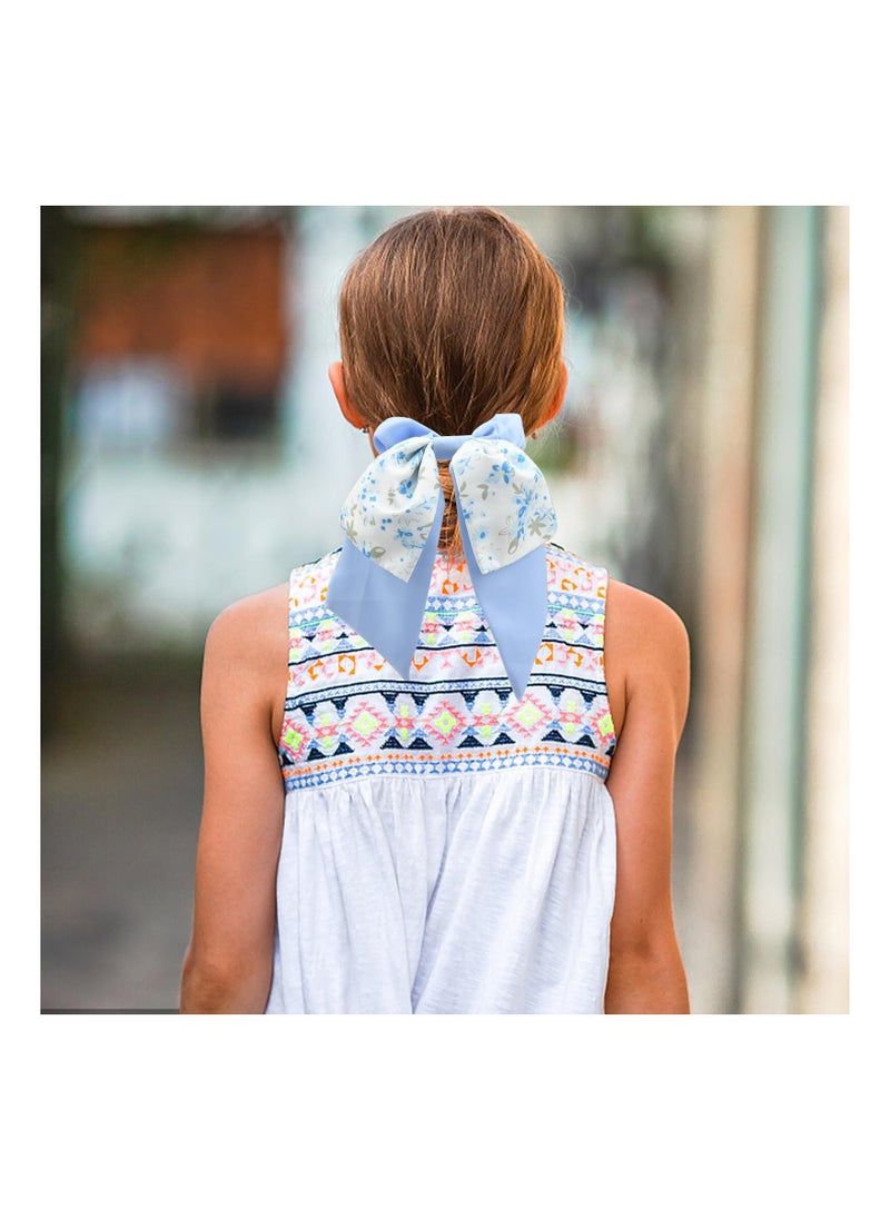 SYOSI - SYOSI 5PCS Hair Scarf Scrunchies Bow Knot Hair Ties, Floral Hair Scrunchies with Ribbon Bow,Ponytail Holders, Chiffon Hair Bands Elastic Hairbands Stain Bowknot Hair Tie for Women and Girls - Image 1