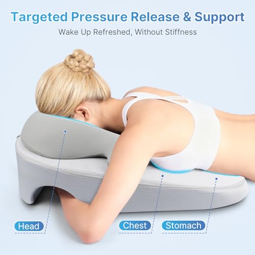 ArtyCozy Eye Face Down Pillow Set for Sleeping, BBL, Retinal Surgery Recovery, Soft U-Shaped Memory Foam Stomach Sleeping Prone Pillow with Adjustable Loop for Personalized Comfort, Home Massage Pillows, Grey - Image 5