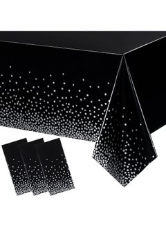 Y Cross-border In Stock PEVA Tablecloth Disposable Golden Dot Tablecloth Tablecloth Holiday Party Factory Wholesale Supply-Color:Silver Dot With Black Bottom-Specifications:137*274cm