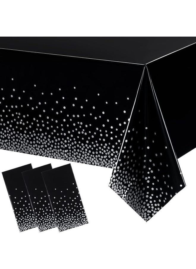 Generic - Y Cross-border In Stock PEVA Tablecloth Disposable Golden Dot Tablecloth Tablecloth Holiday Party Factory Wholesale Supply-Color:Silver Dot With Black Bottom-Specifications:137*274cm - Image 1