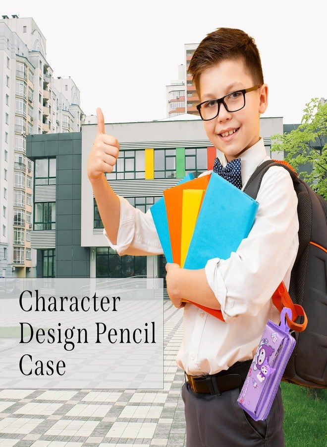 RarePicks Cute Cartoon Pencil Pouch for Girls | Large Capacity Stationery Case | Kawaii Pouch Organizer | Durable School Kids Students Gift | Return Gifts | Art Supply Pencil Case (Purple) | - Image 5
