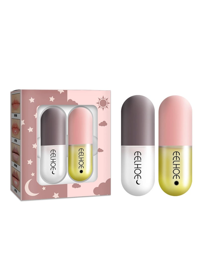 EELHOE Lip Plumper Set,Natural Lip Plumper and Lip Care Serum,Lip Mask,lip gloss,Lip Enhancer for Fuller,lip filler,To Create Plump Lips,Reduce Fine Lines and Moisturize,Increased Elasticity Lip (5.5ml*2) - Image 1