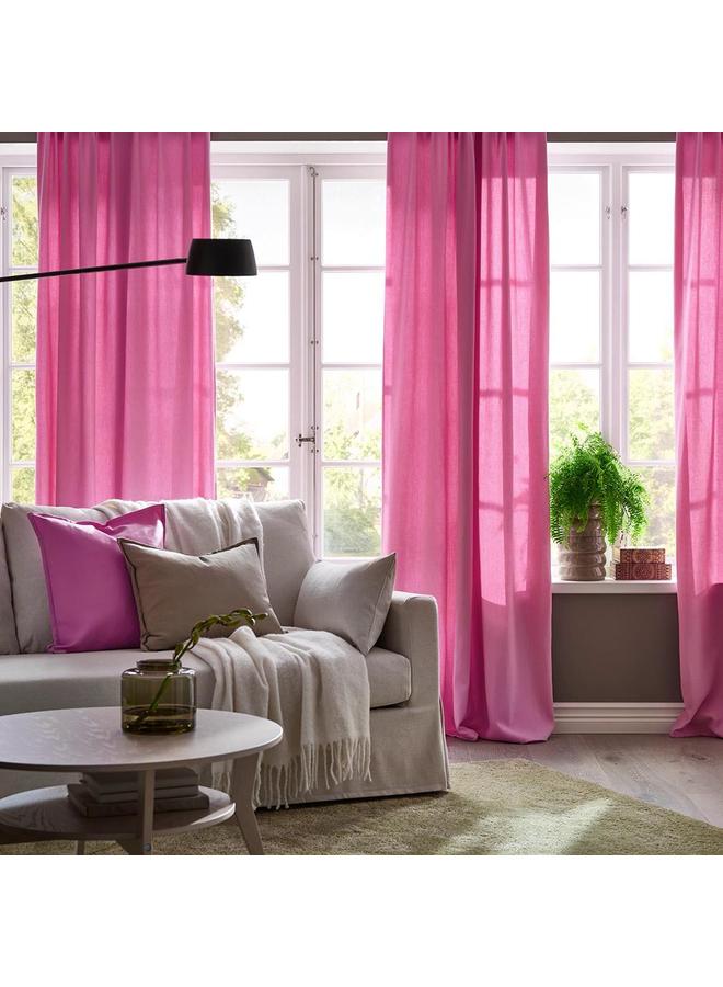 Curtains, 1 Pair, Pink/With Heading Tape, 145X300 Cm - Image 2