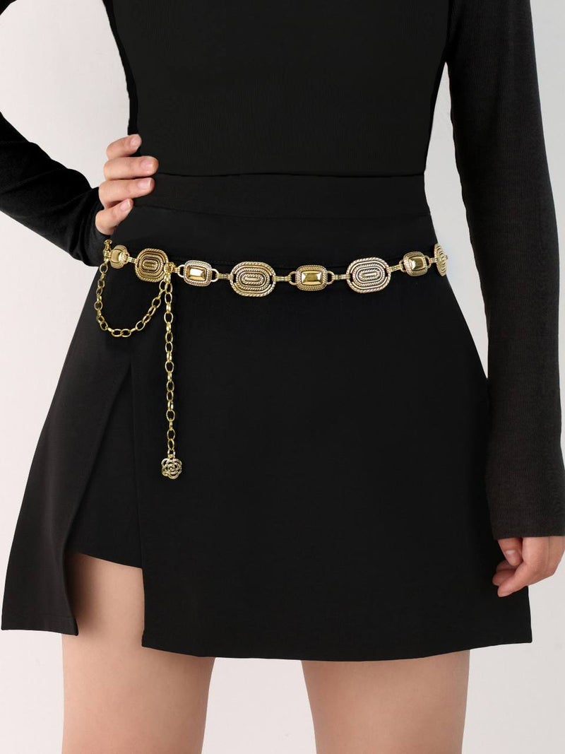 The Black Pearl Accessories Golden Metal Waist Belt for Women - Image 1