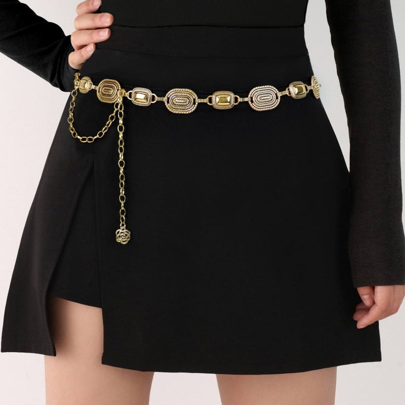 The Black Pearl Accessories Golden Metal Waist Belt for Women - Image 3