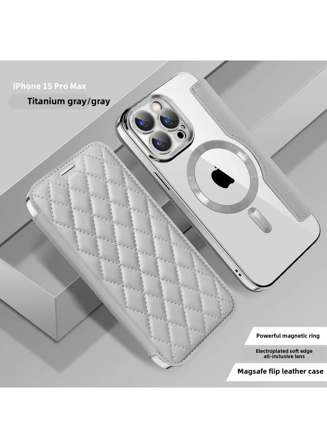 Generic - For IPhone16E Ya Dun Magnetic Mobile Phone Case Apple 15 Chanel-style Rhomboid All-inclusive Sheepskin 14 Sheepskin Case-Color:sapphire Blue-Applicable Model:iPhone 16E - Image 1