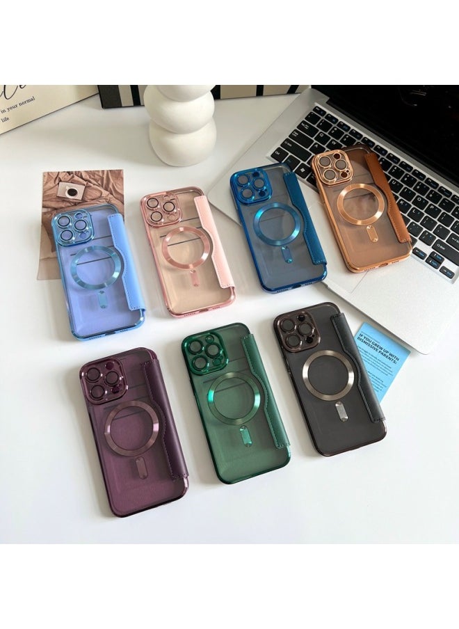 Generic - For IPhone16E Ya Dun Magnetic Mobile Phone Case Apple 15 Chanel-style Rhomboid All-inclusive Sheepskin 14 Sheepskin Case-Color:sapphire Blue-Applicable Model:iPhone 16E - Image 1
