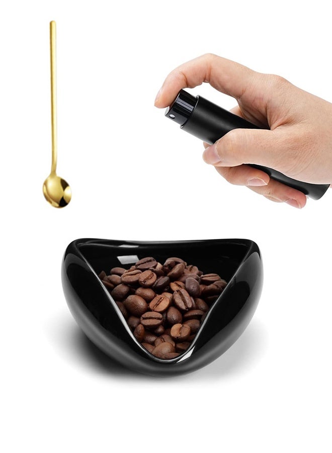 هومستر 3 جهاز كمبيوتر شخصي مجموعة السيراميك كوب جرعة حبوب القهوة و زجاجة رش حبوب الإسبريسو مع ملعقة هدية ذهبية مجموعة ملحقات بار القهوة وعاء جرعة إسبريسو جرعة واحدة مجموعة علبة القياس - Image 1