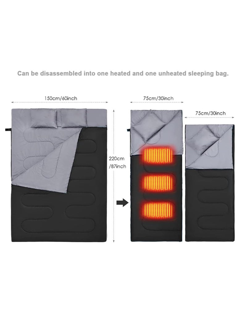general Double Sleeping Bag for Adults, 3 Season Queen Size USB Heated Sleeping Bag for Cold Weather & Warm 2 Person Electric Sleeping Bag for Camping Hiking Backpacking - Image 4