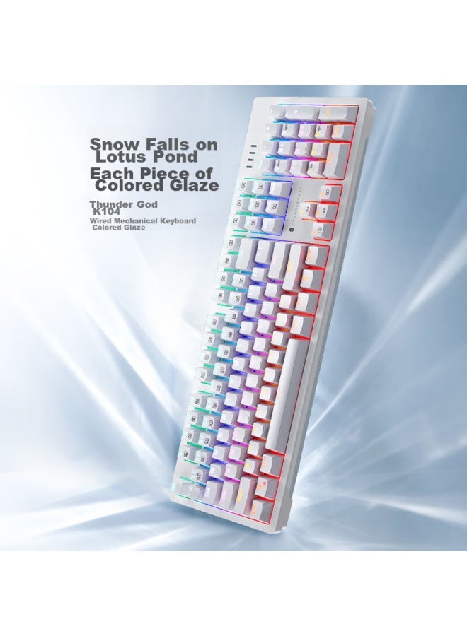 Thunderobot K104 Glass Wired Gaming Mechanical Keyboard, Rgb Backlit Keyboard, For Computer Gaming, Laptop, Office, Home Use, Full Anti-ghosting, Valorant Cs2, Red Switch - Image 2