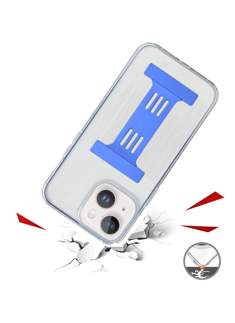 Wtech - Hand Strap Phone Case Cover For Apple iPhone 14 Plus Clear/Blue - Image 1