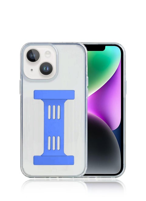 Hand Strap Phone Case Cover For Apple iPhone 14 Plus Clear/Blue