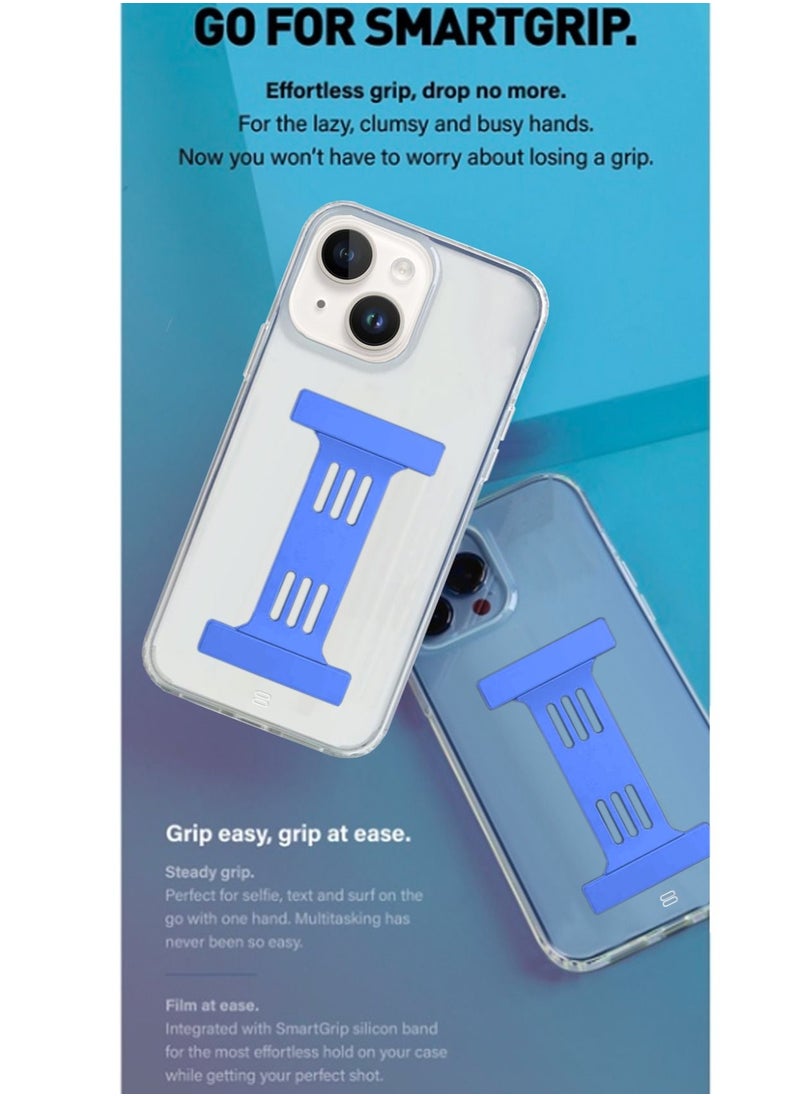 Wtech - Hand Strap Phone Case Cover For Apple iPhone 14 Plus Clear/Blue - Image 1