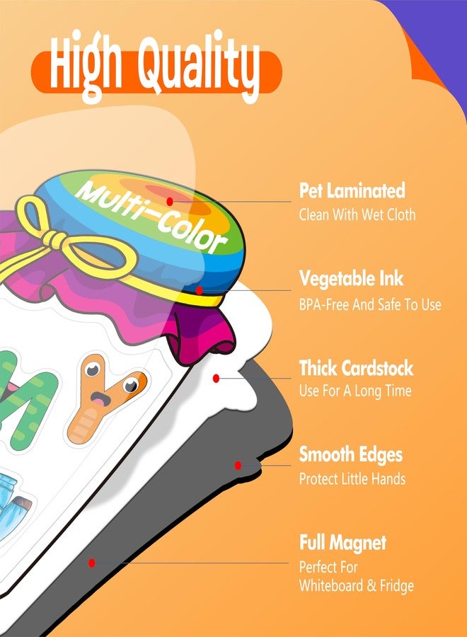 SpriteGru 12 Pieces Magnetic Color Sorting Jars, 60 Color & Letter Magnets for Fridge Whiteboard, Early Educational Sorting Toy Set, Alphabet A-Z Learning Tool for Baby Toddlers Kids - Image 4