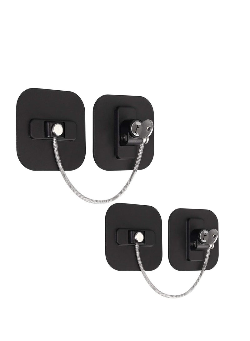 شو وو 2 Pcs Fridge Lock Baby Safety Door Refrigerator Freezer with Strong Adhesive and 4 Keys for Children Adult - Image 1