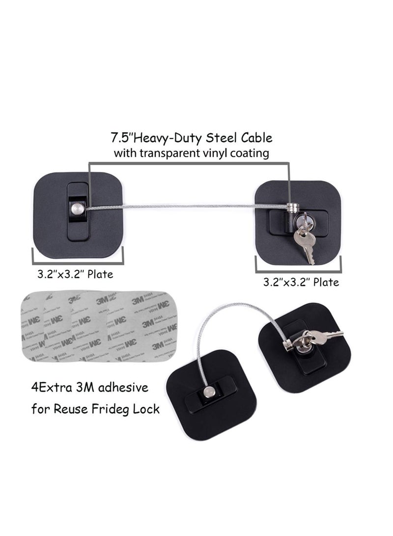 شو وو 2 Pcs Fridge Lock Baby Safety Door Refrigerator Freezer with Strong Adhesive and 4 Keys for Children Adult - Image 4