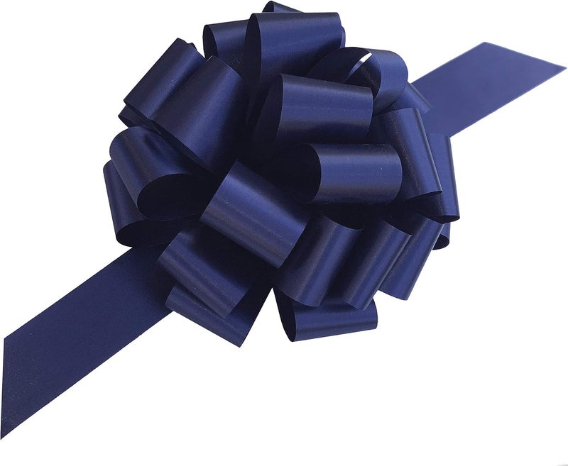 GiftWrap Etc. Large Navy Blue Ribbon Pull Bows - 9" Wide, Set of 6, Christmas Decor, Presents, Police Support, Law Enforcement Appreciation, Thin Blue Line, Birthday, Gift Basket Decoration - Image 1