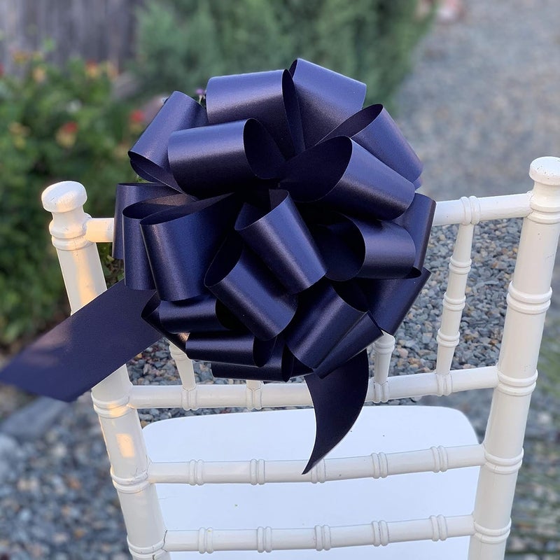 GiftWrap Etc. Large Navy Blue Ribbon Pull Bows - 9" Wide, Set of 6, Christmas Decor, Presents, Police Support, Law Enforcement Appreciation, Thin Blue Line, Birthday, Gift Basket Decoration - Image 2