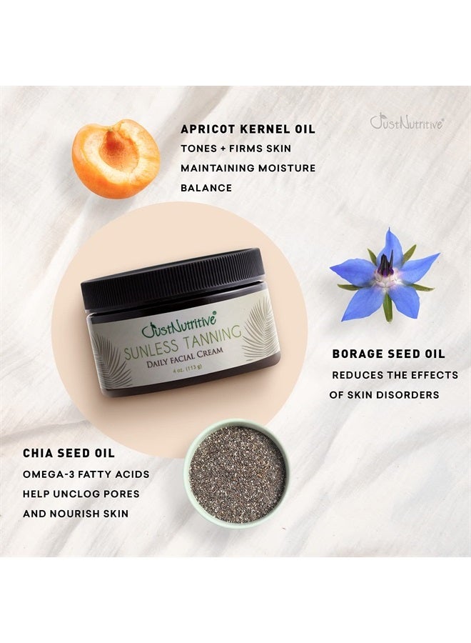 Just Nutritive Sunless Tanning Daily Facial Cream | Self-Tanner | Sunless Tanning Lotion | Self-Tanning Lotion | Sunkiss Glow | Just Nutritive | 4 Oz - Image 3