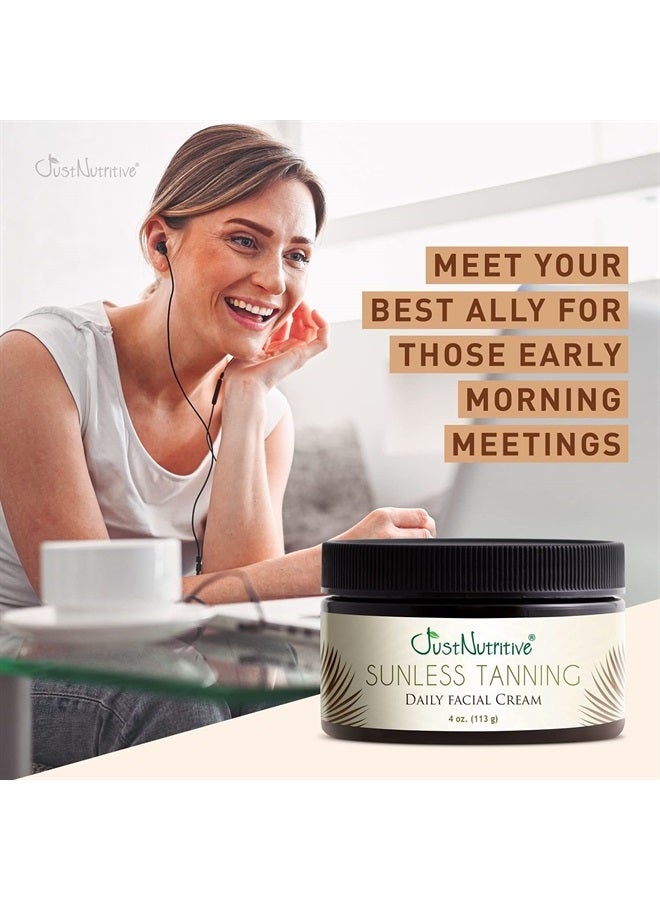 Just Nutritive Sunless Tanning Daily Facial Cream | Self-Tanner | Sunless Tanning Lotion | Self-Tanning Lotion | Sunkiss Glow | Just Nutritive | 4 Oz - Image 2