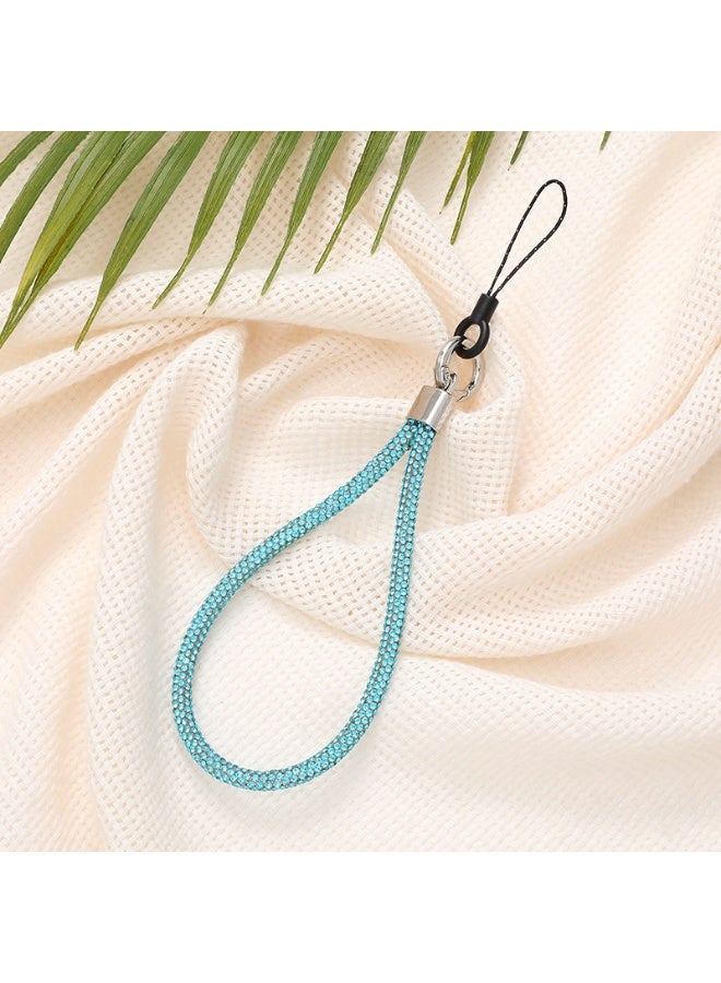 NIBEMINENT Beaded Phone Lanyard, Anti Lost Removable Wrist Strap, Sparkling Rhinestones Bracelet Pendant, Phone Keychain Lanyard,K2645/Blue - Image 1