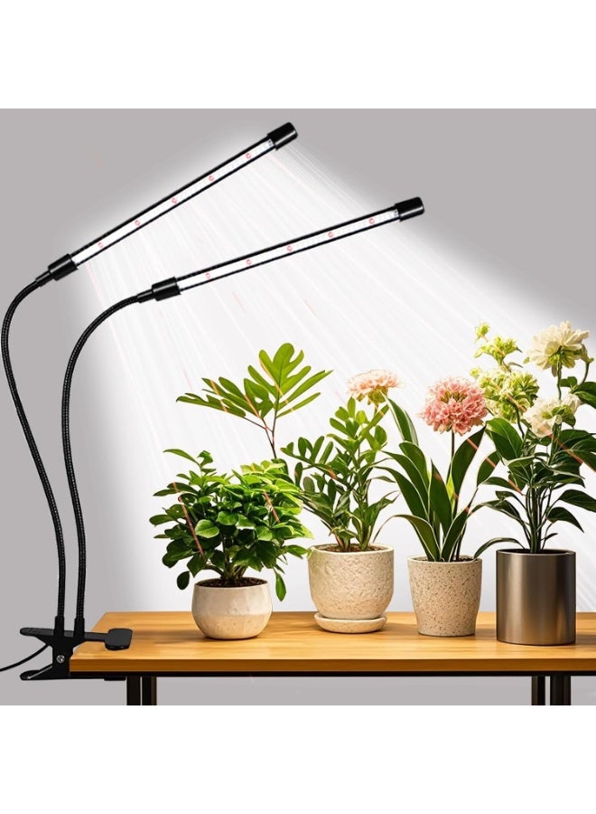 Grow Light,6000K Full Spectrum Clip Plant Growing Lamp with White Red LEDs for Indoor Plants,5-Level Dimmable,Auto On Off Timing 4 8 12Hrs